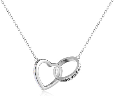 Valentine'S Day Gifts for Women 925 Sterling Silver I Love You to the Moon and Back Necklace Birthday Anniversary Jewelry Gifts for Women Mom Wife Girls