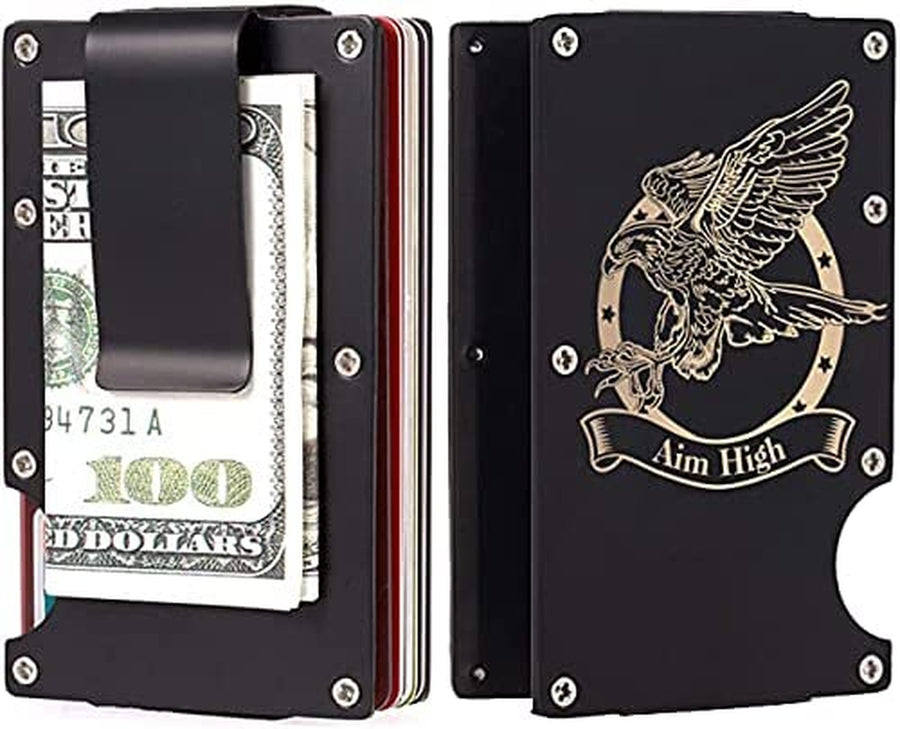 Aluminum Pocket Wallet Slim RFID Front Minimalist Metal Money Clip Blocking Credit Card Case for Men