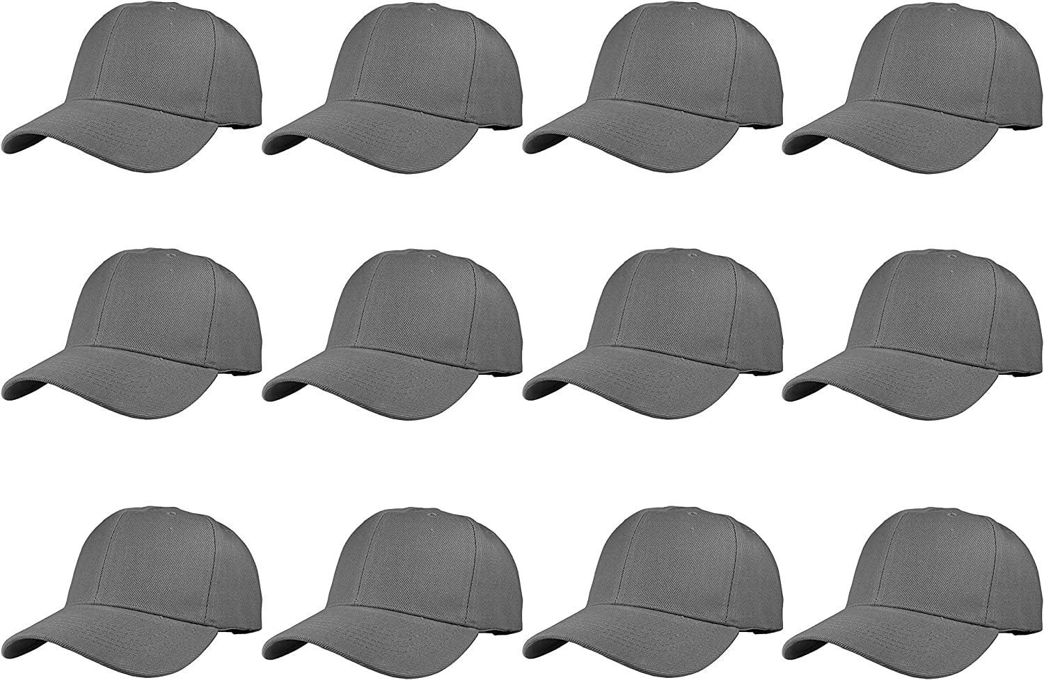 Plain Blank Baseball Caps Adjustable Back Strap Wholesale LOT 12 PC'S