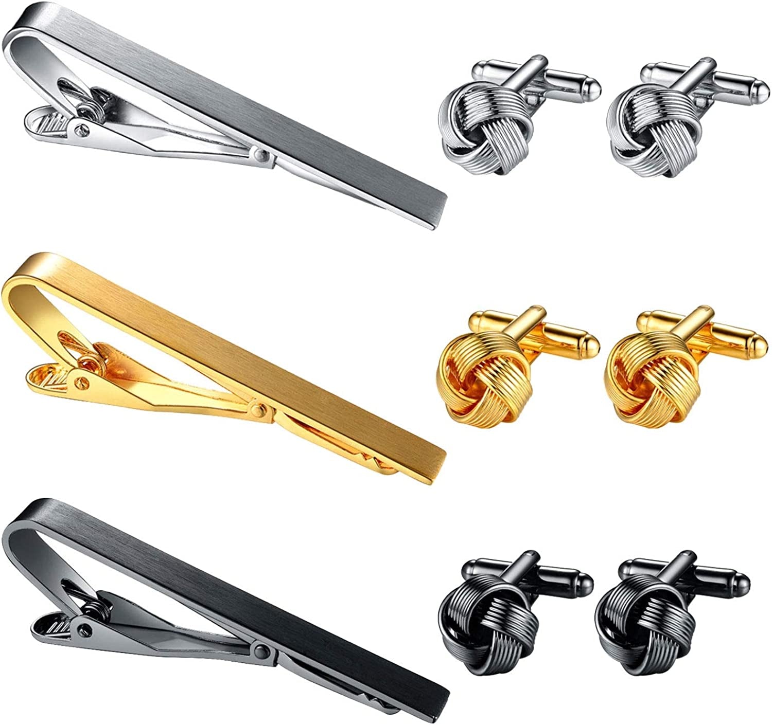 9PC Cufflinks Tie Clip Set Button Shirt Business Men Steel Jewelry Gift Box