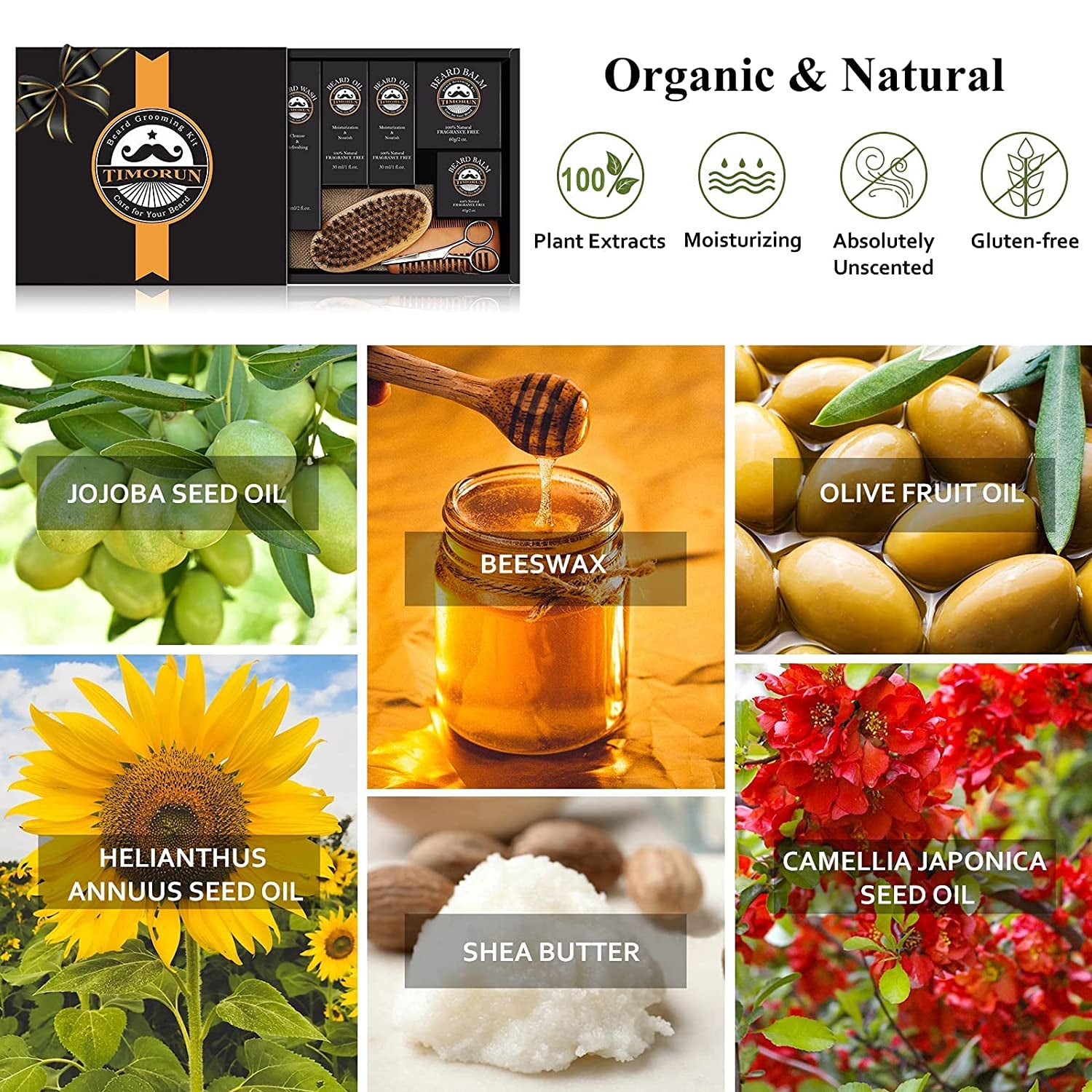 Beard Kit, Mustache Beard Grooming Kit Christmas Gifts for Men Dad Husband Boyfriend with 2 Beard Oil, Beard Wax, Beard Balm, Beard Wash, Brush, Comb, Scissor, Beard Soften Style Kit, Mens Gifts Set