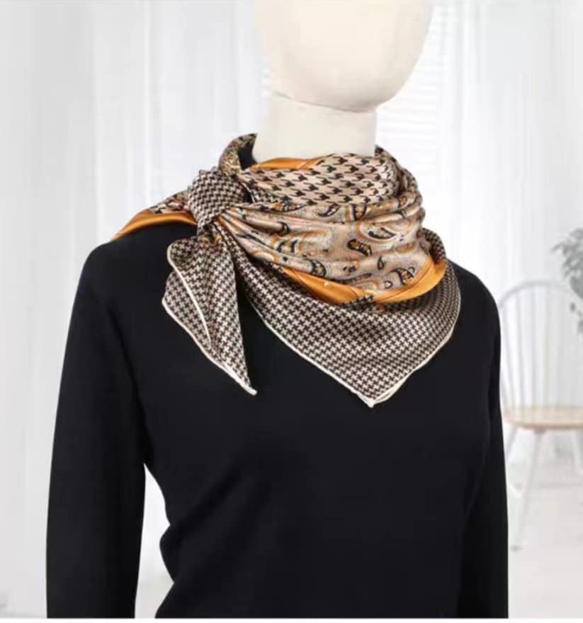 ANDANTINO 100% Pure Mulberry Silk Scarf 43" Large Square Lightweight Headscarf& Shawl–Women Hair Wraps-With Gift Packed