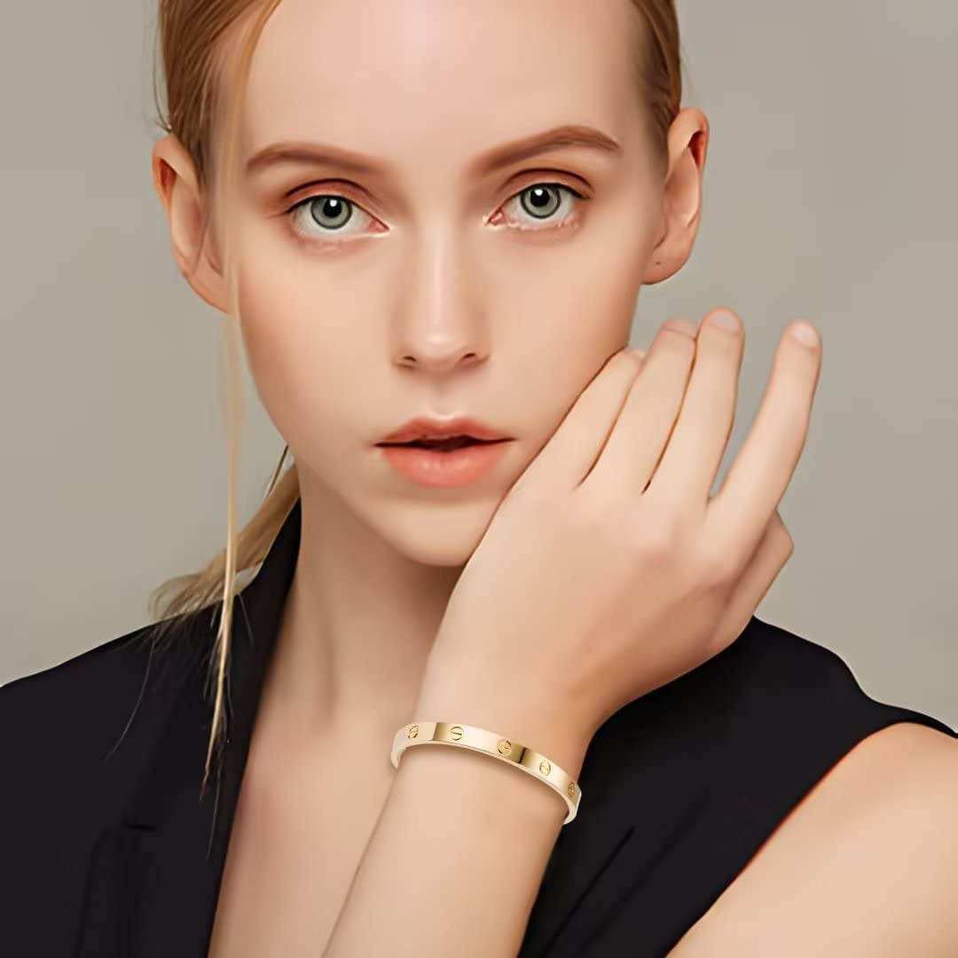 Love Bracelet Bangle with Screw Design Stainless Steel Hinged Jewelry Best Gifts for Love with Valentines Day Mothers Day Anniversary and Birthday for Men Women and Girls