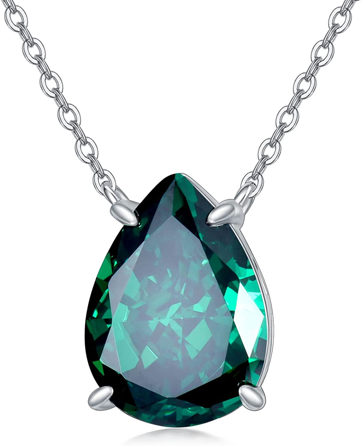 Valentines Day Gifts Teardrop Birthstone Choker Pendant Necklace 925 Sterling Silver Teardrop Creshed Ice Necklace,Bridal Prom - Elegant Birthday Mothers Day Anniversary Wedding Jewelry Gifts for Women Her Wife Mom