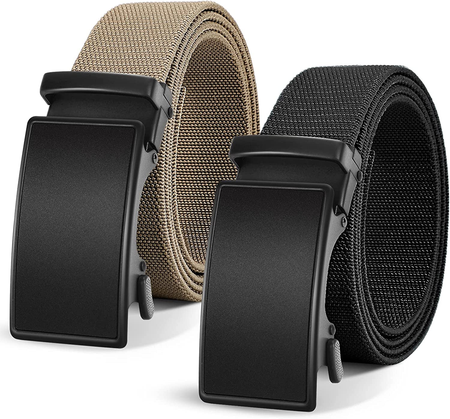 Men'S Belt, 2 Pack Ratchet Golf Belt for Men Elastic Stretch Belts Nylon Casual Belt for Jeans Adjustable Web Belt