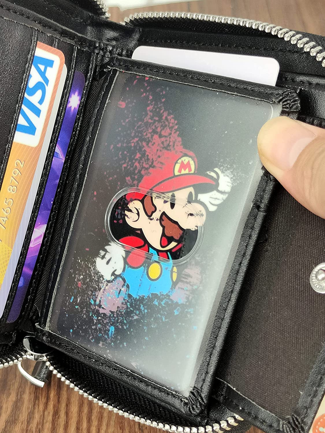 Mens Real Leather Skull Cross Biker Wallet with Chain Coins Pocket Black