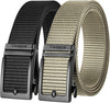 Golf Belts for Men 2 Pack Mens Ratchet Casual Belts for Jeans Adjustable Slide Belt Click Gun Belt Web Nylon Belt