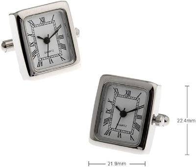 Real Working Watch Pair Cufflinks in a Presentation Gift Box & Polishing Cloth