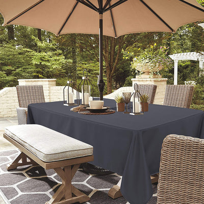 Outdoor and Indoor Tablecloth - Washable Waterproof Wrinkle Free Table Cloth with Zipper and Umbrella Hole for Spring/ Summer/ Party/ Picnic/ BBQS/ Patio (Round 60 Inch, Grey)