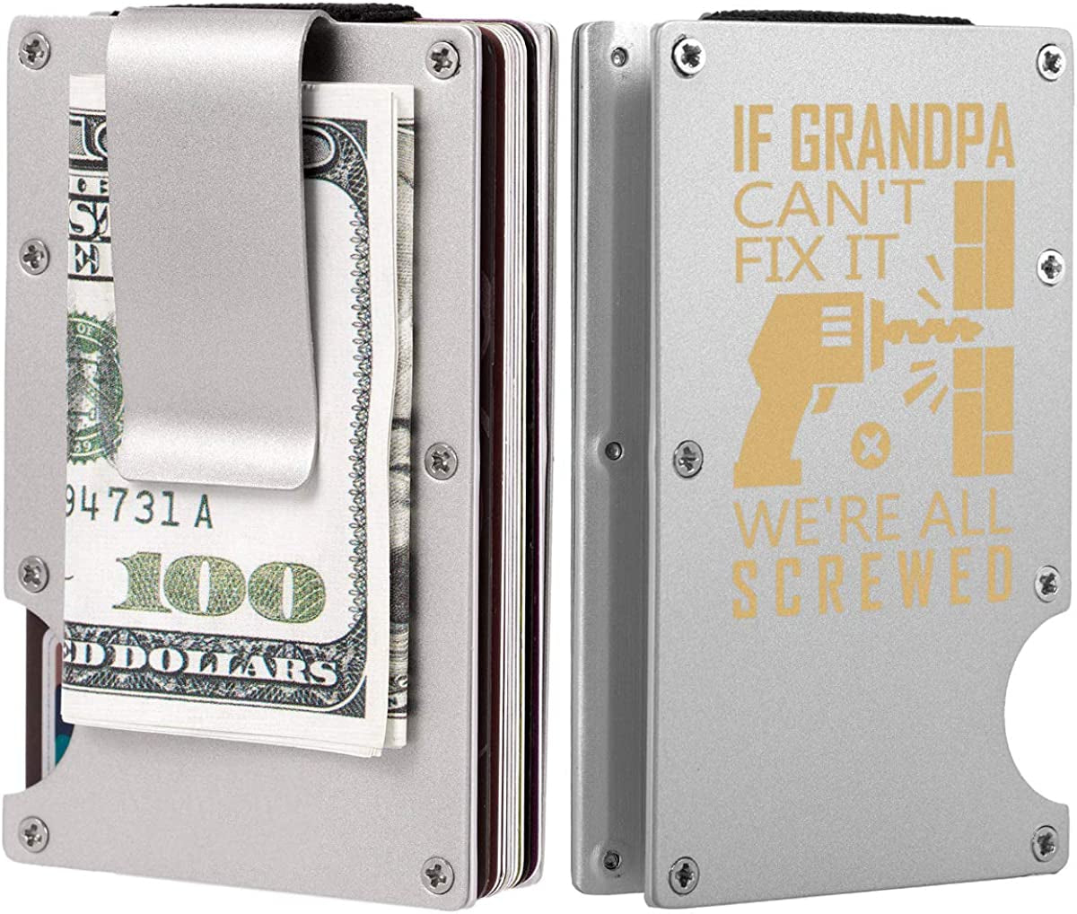 Aluminum Pocket Wallet Slim RFID Front Minimalist Metal Money Clip Blocking Credit Card Case for Men