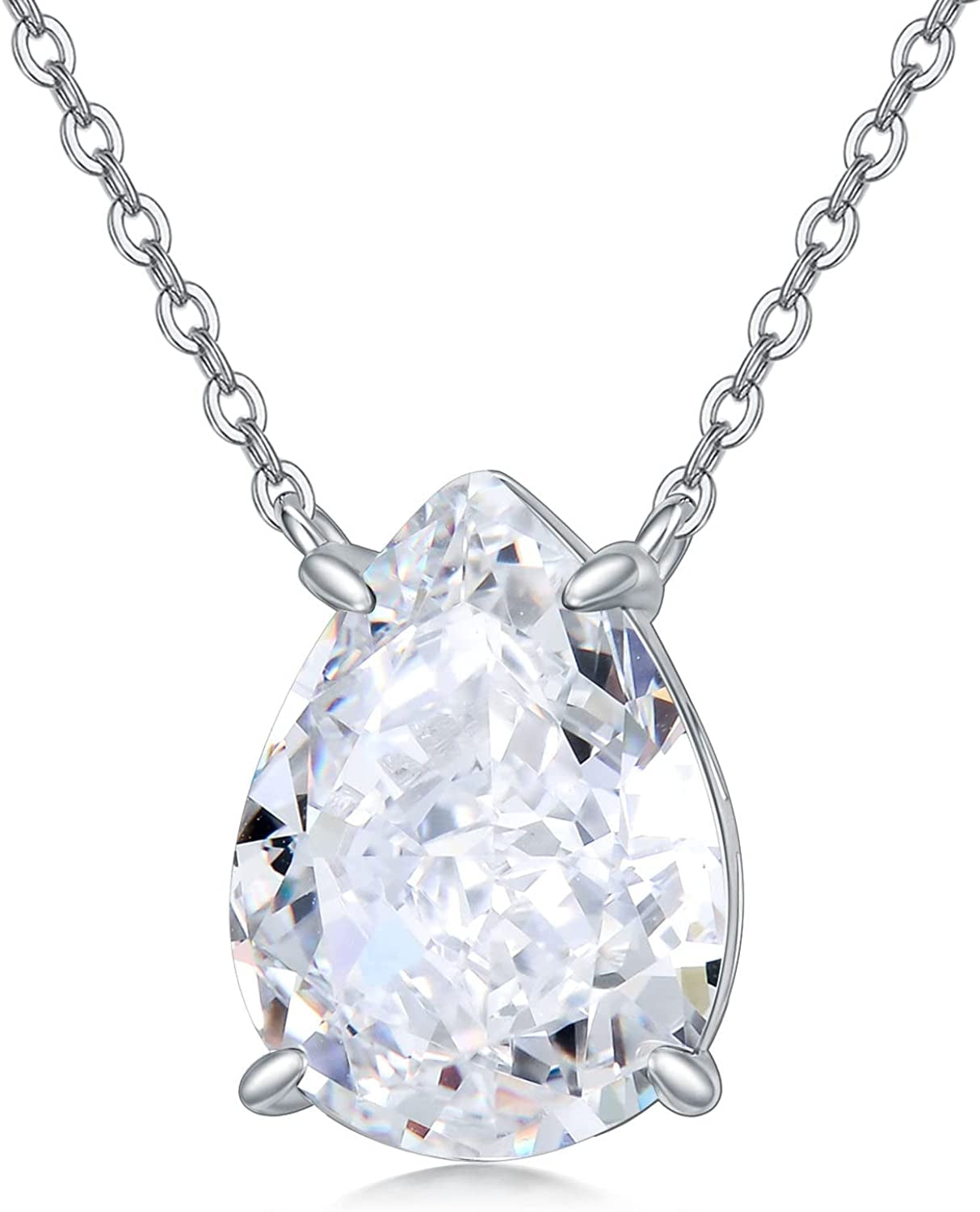 Valentines Day Gifts Teardrop Birthstone Choker Pendant Necklace 925 Sterling Silver Teardrop Creshed Ice Necklace,Bridal Prom - Elegant Birthday Mothers Day Anniversary Wedding Jewelry Gifts for Women Her Wife Mom