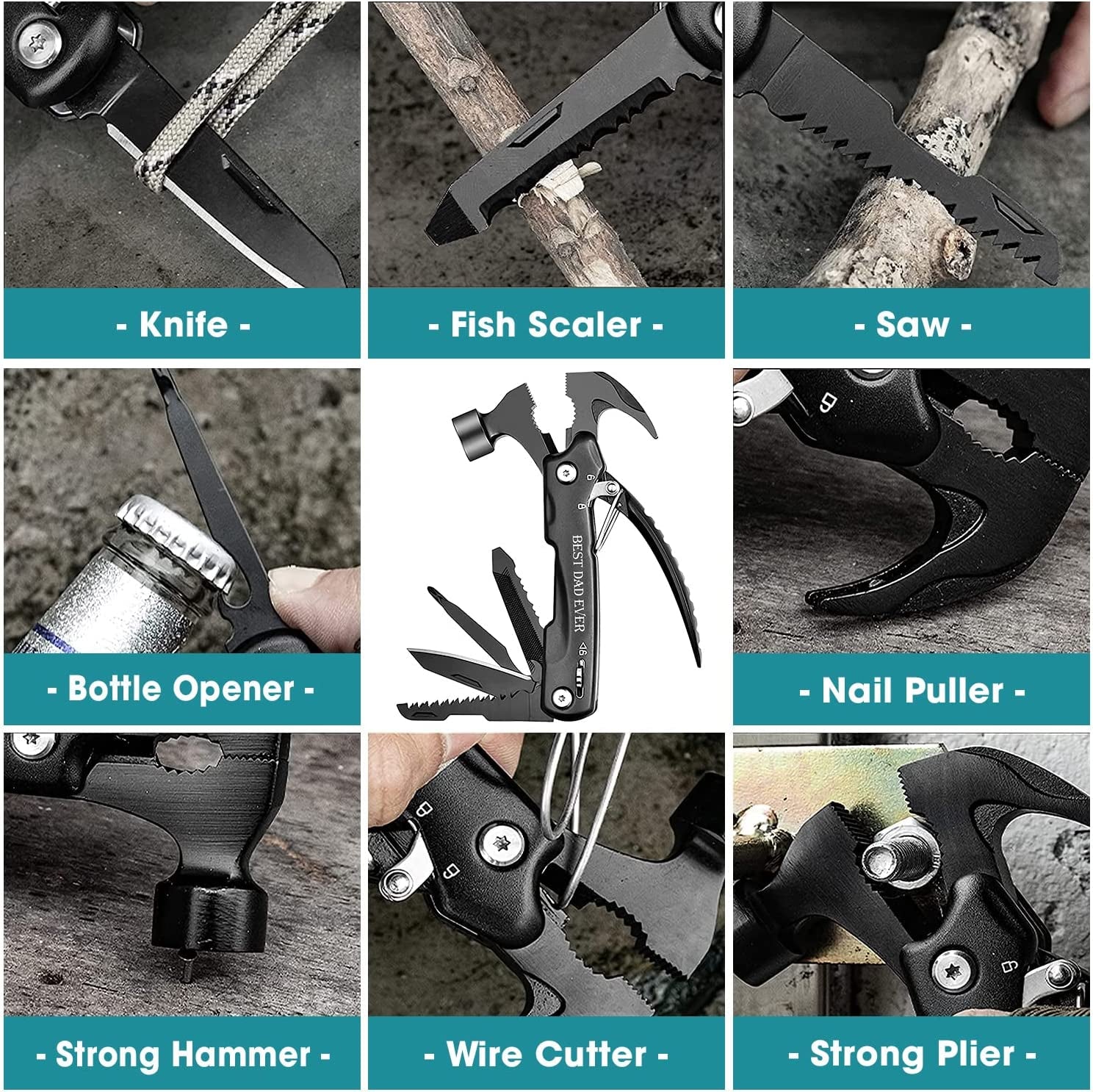Best Gifts for Dad from Daughter, Son, Kid - Christmas Present for Dad, Husband - Funny Gift Fathers Day, Birthday Gifts for Dad, Father Gifts Set - Keychain, Hammer Multitool, 20Oz Tumbler