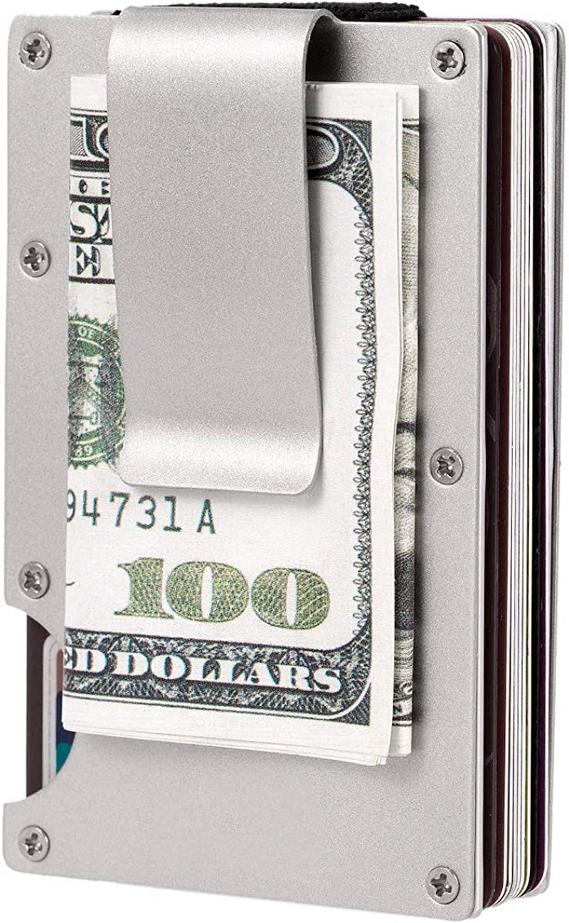Aluminum Pocket Wallet Slim RFID Front Minimalist Metal Money Clip Blocking Credit Card Case for Men