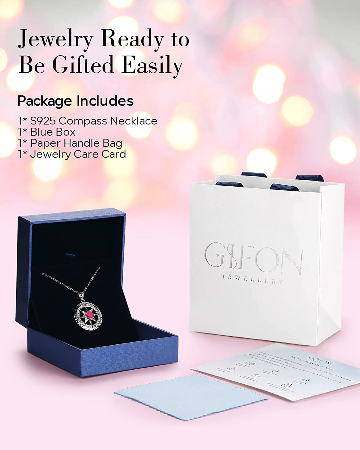 S925 Necklace Gift for Wife, Compass Jewelry Women Wedding Anniversary, Sterling Silver Girlfriend Birthday Gifts for Her, Girls Necklaces for Daughter Valentines Day, I'D Be Lost without You