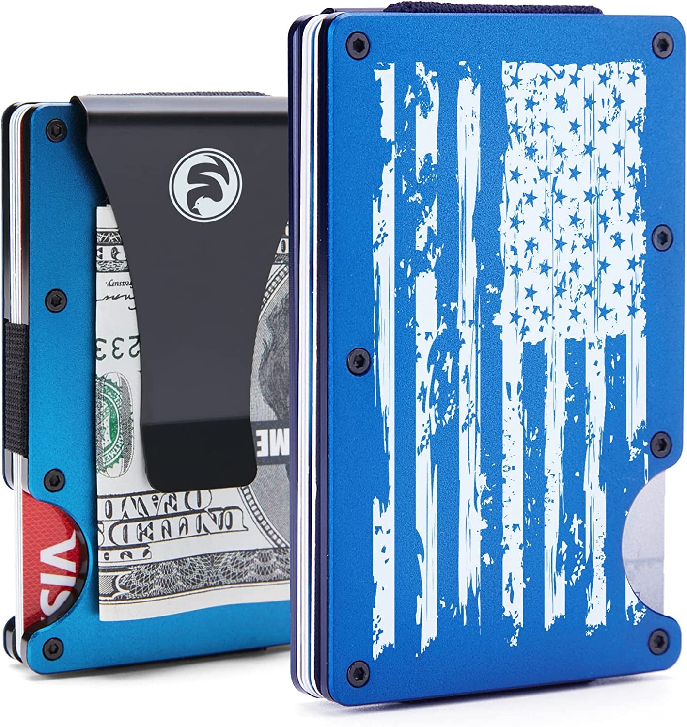 Minimalist Engraved Wallet for Boyfriend from Girlfriend - Slim Metal RFID Blocking Card Holder - Personalized Aluminum Front Pocket Money Clip for Men - Christmas Birthday Anniversary Valentines Day