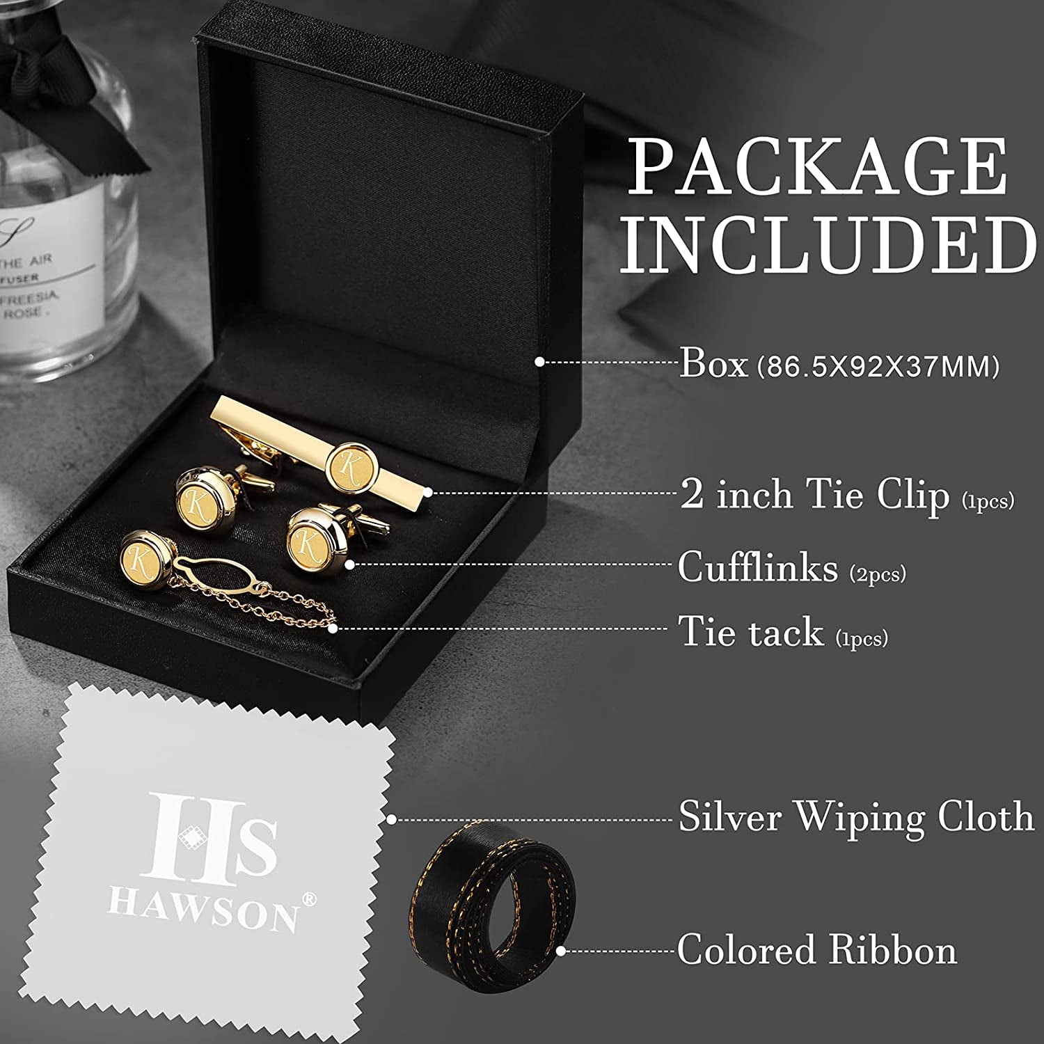 2 Inch Tie Clips with Cufflinks and Tie Pin for Men(A-Z), Tie Tack Lapel Pins for Men’S Suit, Tuxedo, Accessories for Necktie, Shirts