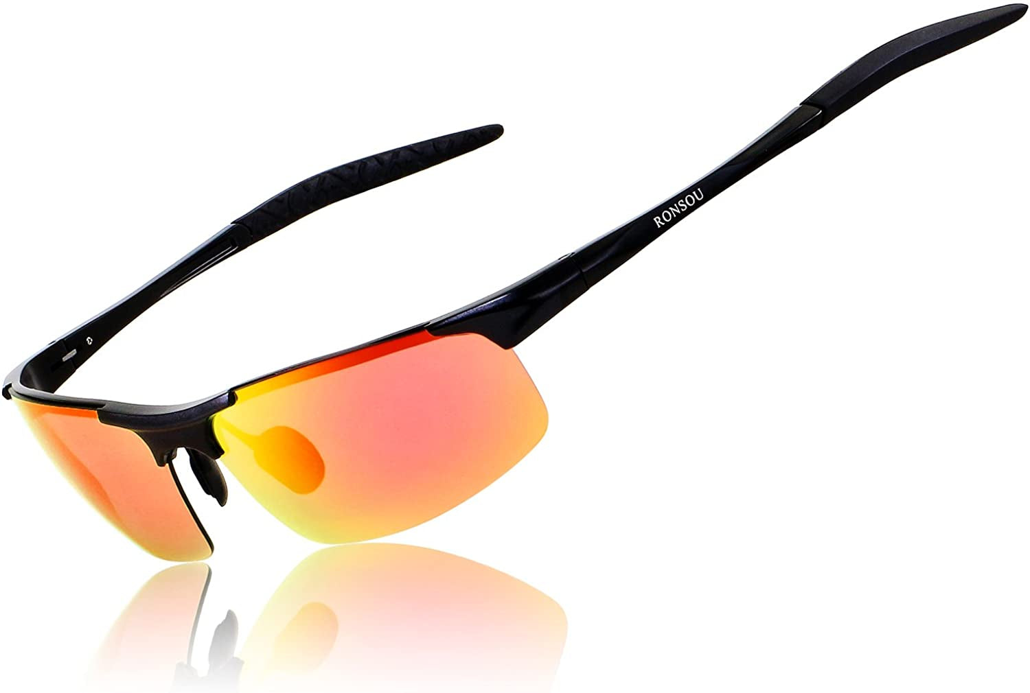Men Sport Al-Mg Polarized Sunglasses Unbreakable for Driving Cycling Fishing Golf