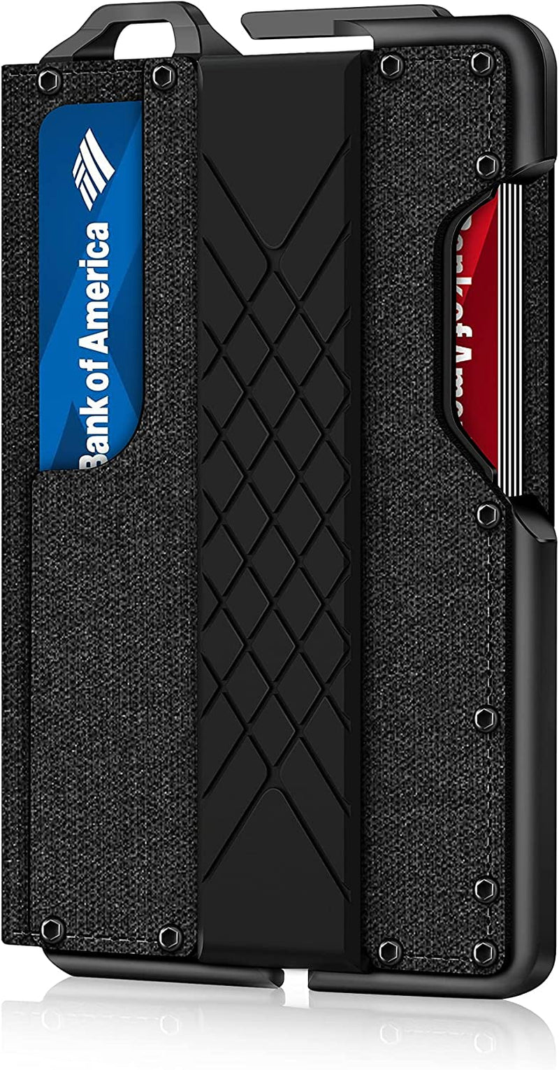 Tactical Minimalist Wallet for Men, Slim Rfid-Blocking Metal Card Holder, Front Pocket Men’S Leather Dapper Bifold Wallet with Money Clip Carbon Fiber