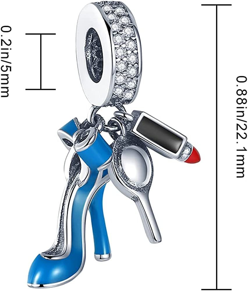High-Heeled Shoes Charm Fit Pandora Charms Bracelet ，925 Sterling Silver Fashion Personality Charms Bead Charms with Crystal Pendant for Women Bracelet&Necklace