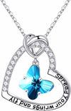 Butterfly Birthstone Crystal Necklace, 925 Sterling Silver Butterfly Jewelry Mothers Valentines Day Gifts Birthday Chirstmas Gifts for Women Teen Girls Daughter
