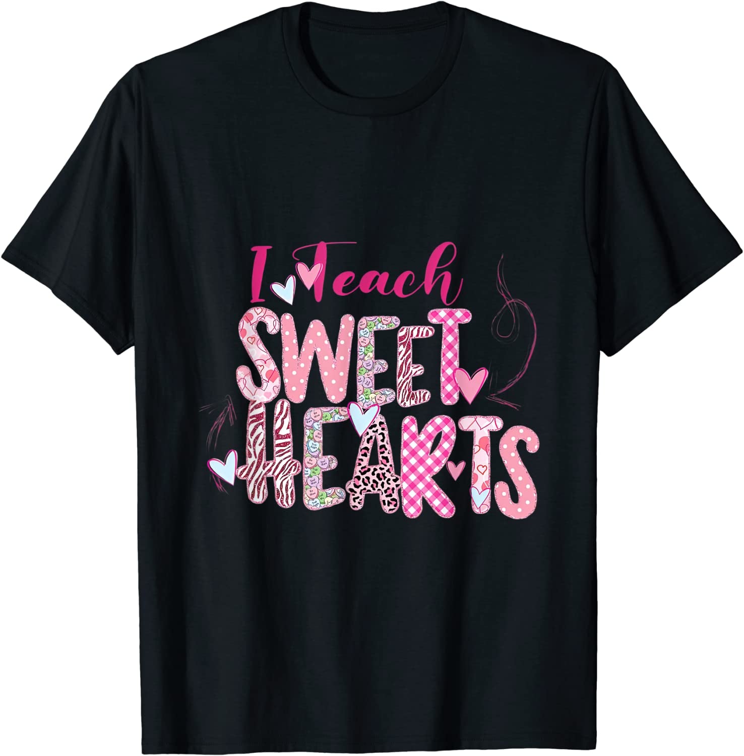 I Teach Sweet Hearts Teacher Valentine'S Day Leopard T-Shirt