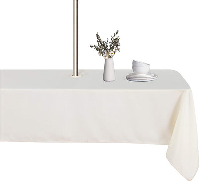 Outdoor and Indoor Tablecloth - Washable Waterproof Wrinkle Free Table Cloth with Zipper and Umbrella Hole for Spring/ Summer/ Party/ Picnic/ BBQS/ Patio (Round 60 Inch, Grey)