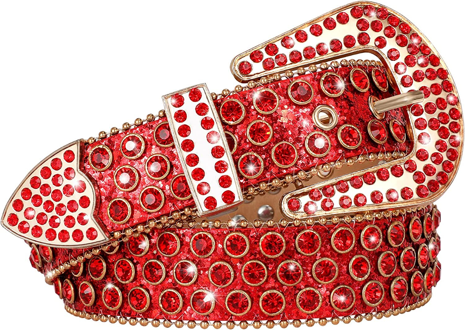 Men Women Fashion Rhinestone Belt Western Cowgirl Bling Studded Design Leather Diamond Belt for Jeans Dress