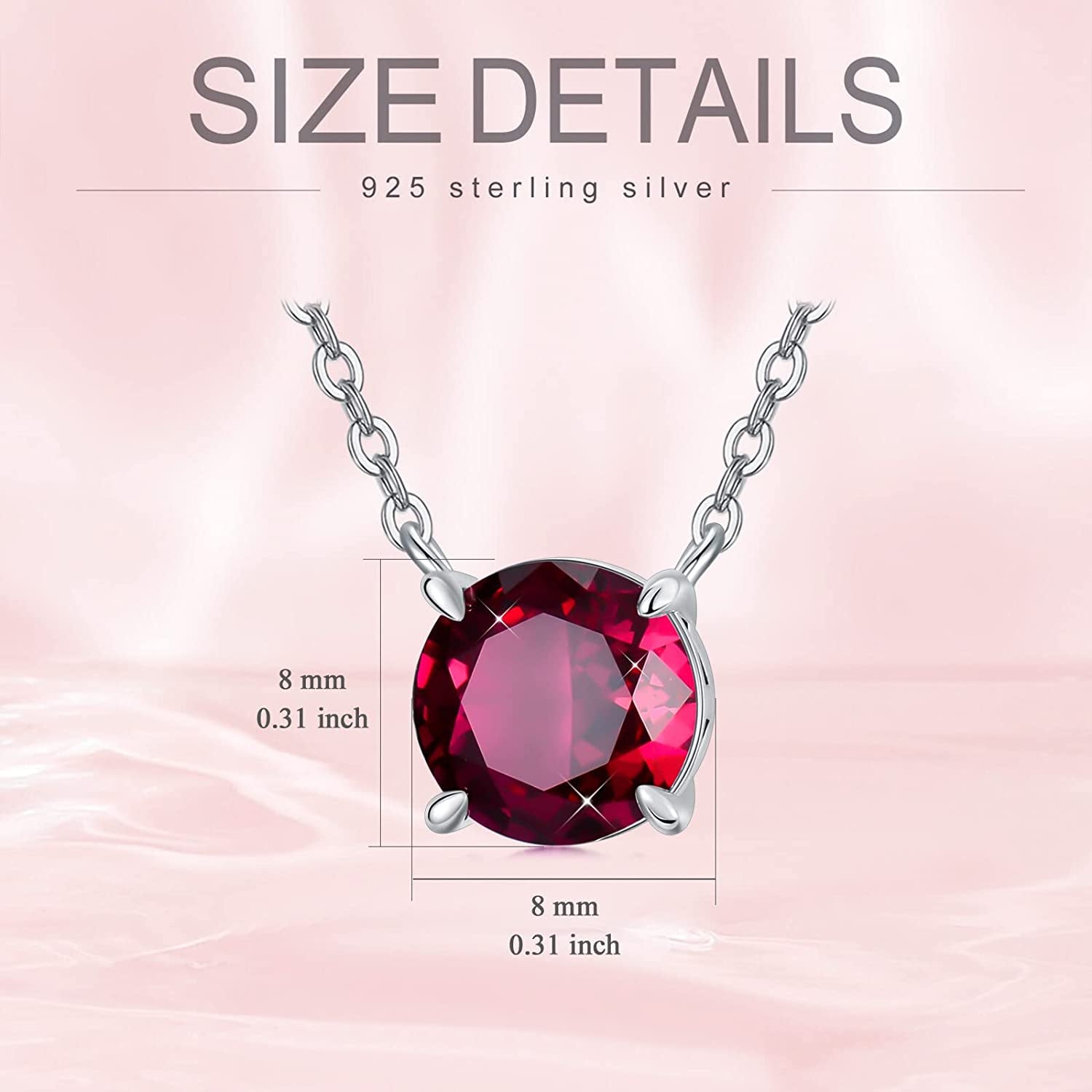 Valentines Day Gifts for Women/Her,925 Sterling Silver Single Round-Cut Crushed Ice Birthstone Choker Pendant Necklace,Birthday Anniversary Valentines Mothers Day Bridal Prom Jewelry Gifts for Girlfriend Mom Bridal,16+2 Inches