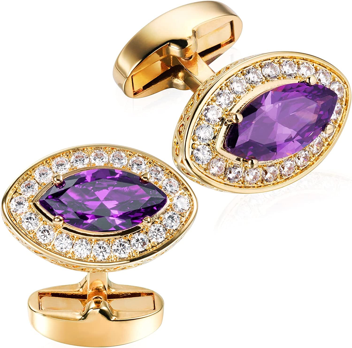 Cufflinks for Men, Gold Diamond Crystal Cufflinks for Groom Husband Personalized Gifts, Mens Formal Wedding Business Cufflinks, Luxurious Gorgeous Cuff Links French Shirt Accessories