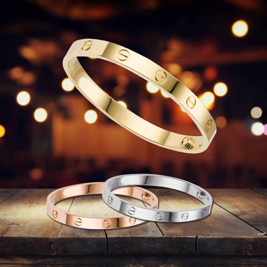 Love Bracelet Bangle with Screw Design Stainless Steel Hinged Jewelry Best Gifts for Love with Valentines Day Mothers Day Anniversary and Birthday for Men Women and Girls