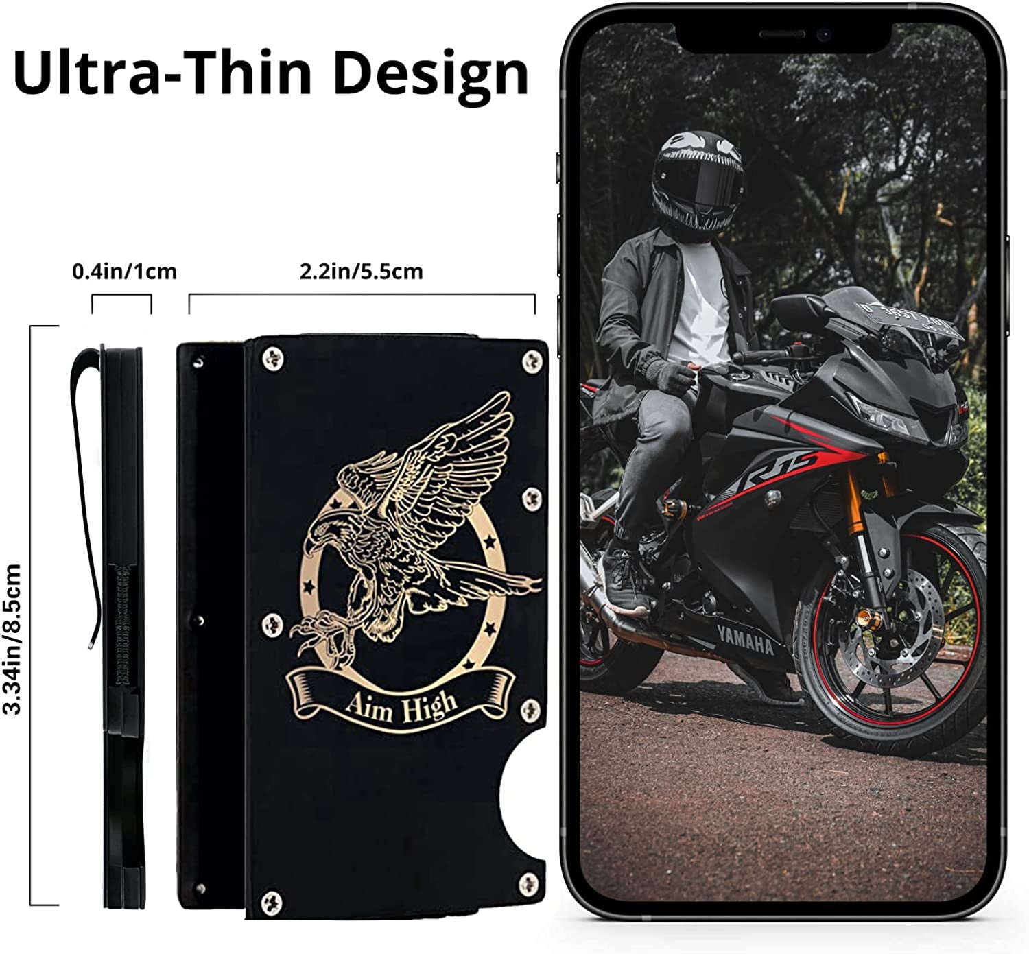 Aluminum Pocket Wallet Slim RFID Front Minimalist Metal Money Clip Blocking Credit Card Case for Men