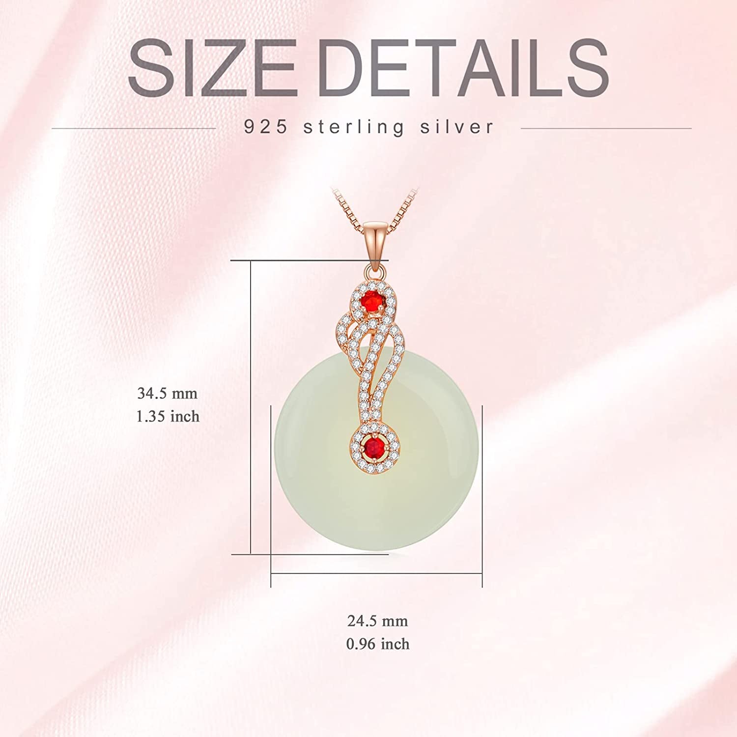 Rose Gold Plated Jade Necklace for Women Sterling Silver Circle Jade Pendant Necklace Jewelry Birthday Valentine'S Day Gifts for Women Girls Her Wife