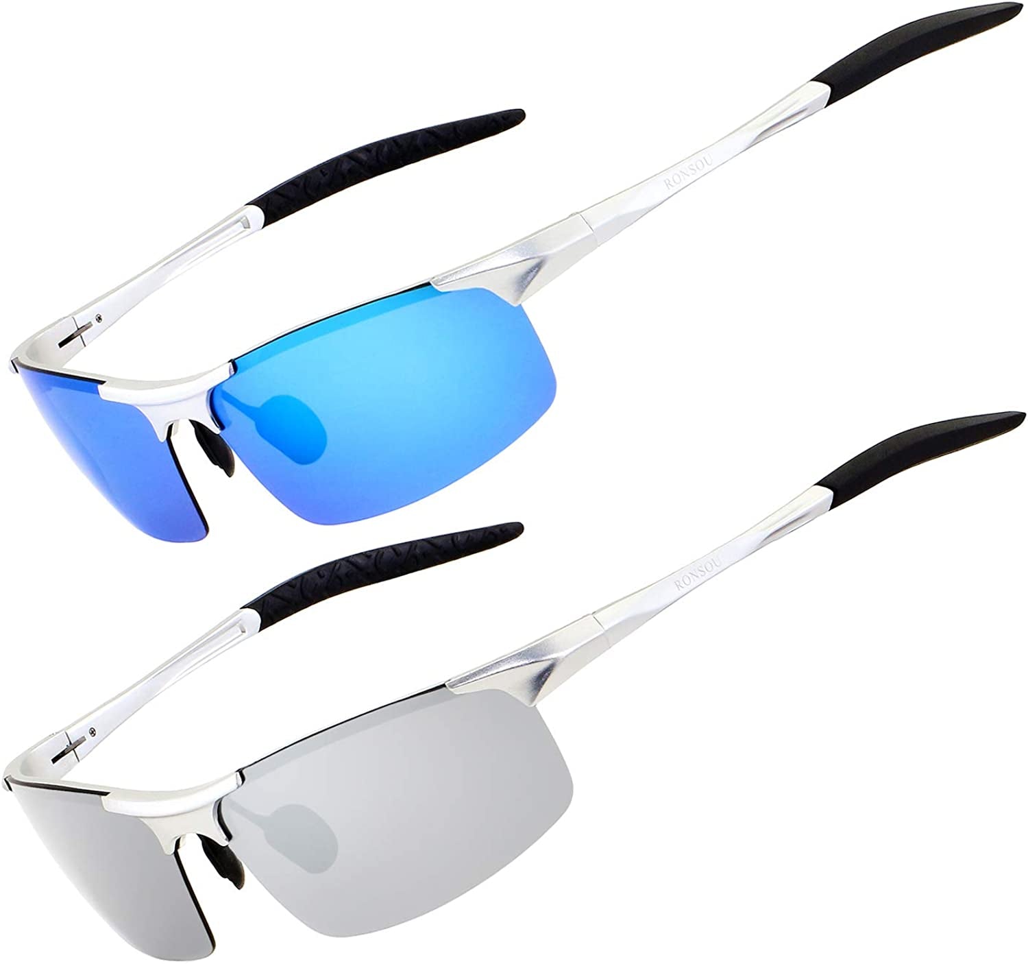 Men Sport Al-Mg Polarized Sunglasses Unbreakable for Driving Cycling Fishing Golf
