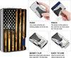 Men Minimalist Wallets for Men - Front Pocket Money Clip - RFID Blocking Slim Metal Wallet - Aluminum Credit Card Holder for Travel Business - Vintage Wood American Flag Artcraft