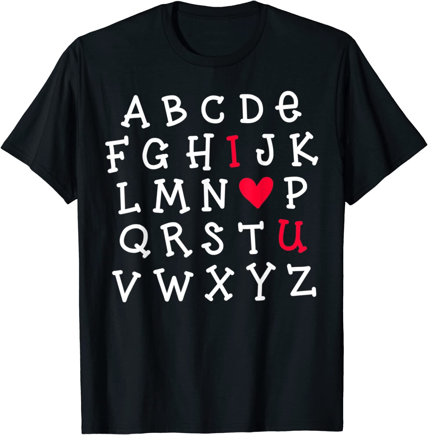 Alphabet ABC I Love You T-Shirt Valentines Day Heart Gifts T-Shirt