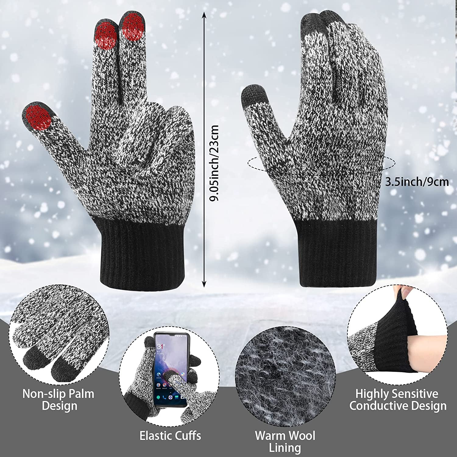 Winter Hats Scarf Gloves Warm Fleece Lined Knit Hat Ear Warmers Socks for Women and Men