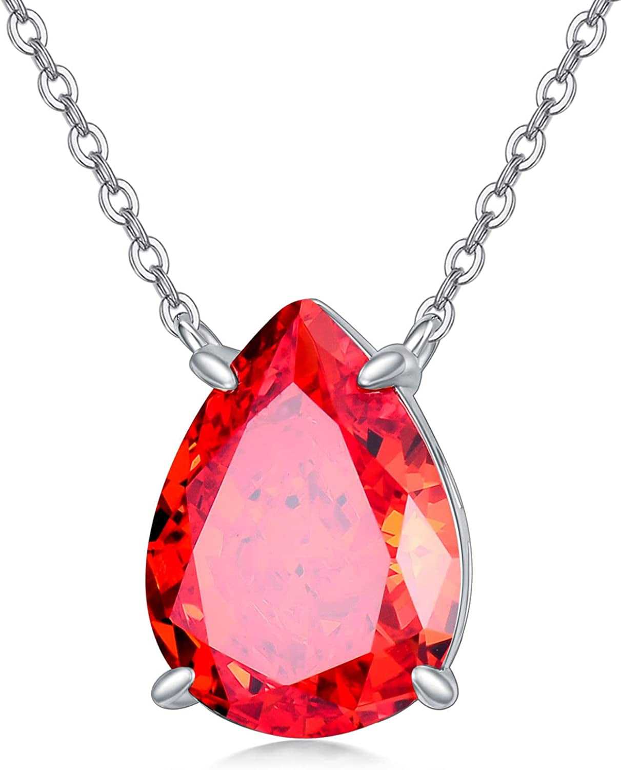 Valentines Day Gifts Teardrop Birthstone Choker Pendant Necklace 925 Sterling Silver Teardrop Creshed Ice Necklace,Bridal Prom - Elegant Birthday Mothers Day Anniversary Wedding Jewelry Gifts for Women Her Wife Mom