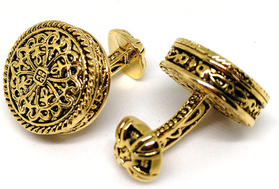 Cufflinks for Mens Vintage Design Handcrafted Hollow Carved Irish Celtic Cross Knot Fixed Backing Cuff Links Men'S Gift