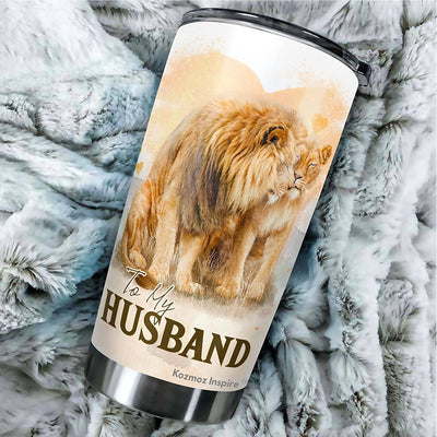 to My Husband Mug Lion Couple Tumbler - Birthday Christmas Tumbler Gifts for Husband - Best Ideas Gifts for Him, Boyfriend, Husband, Fathers Day 2022 Tumbler 20 Oz