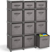 9 Cube Storage Organizer, Black Storage Cubes Organizer Shelves, Sturdy Cubbies Storage Shelves with Cube Storage Organizer Bins, DIY Cube Shelf Organizer for Bedroom, Playroom, & Office