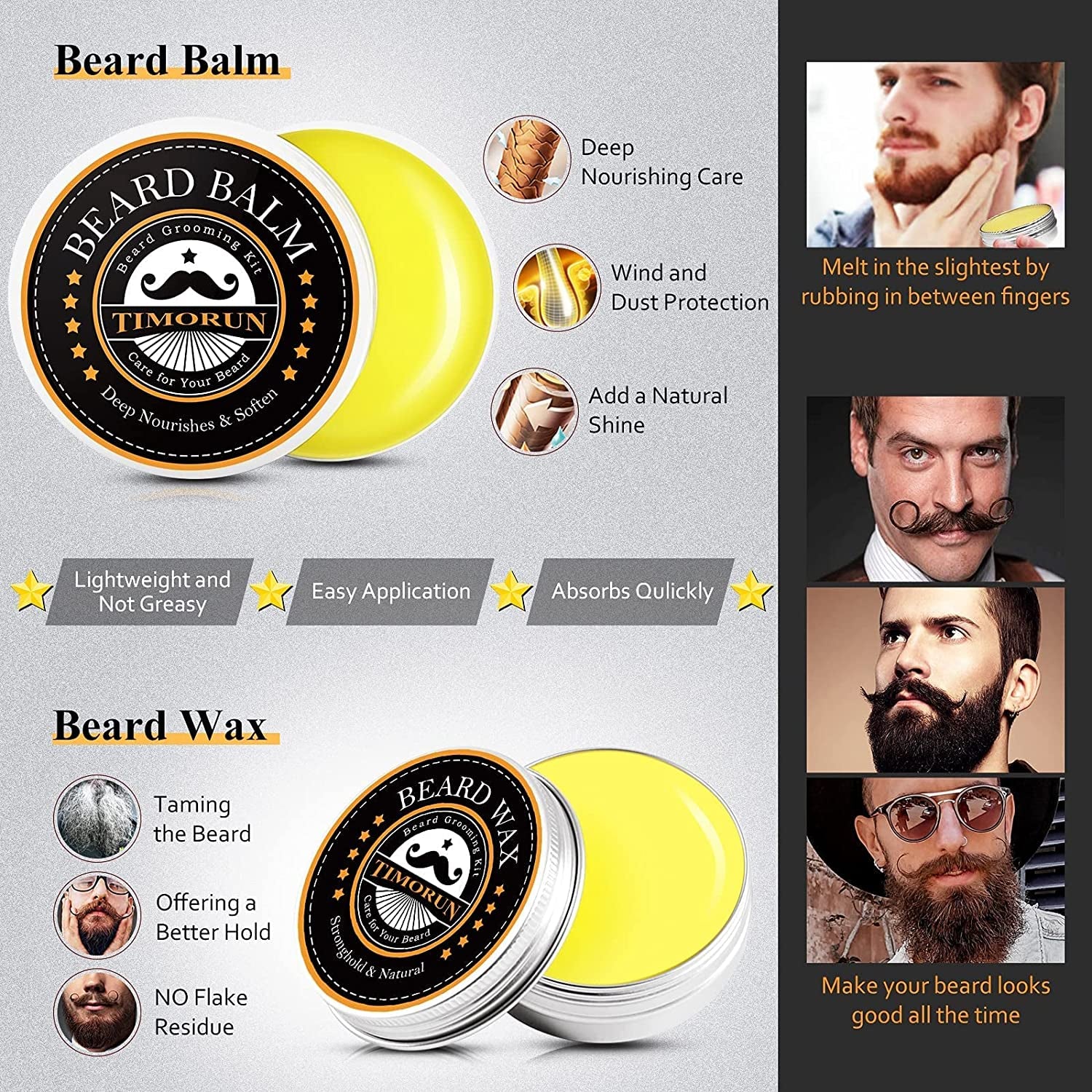 Beard Kit, Mustache Beard Grooming Kit Christmas Gifts for Men Dad Husband Boyfriend with 2 Beard Oil, Beard Wax, Beard Balm, Beard Wash, Brush, Comb, Scissor, Beard Soften Style Kit, Mens Gifts Set