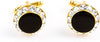 Black Onyx round Crystal Tuxedo Cufflinks & Studs Set in a Presentation Gift Box & Polishing Cloth