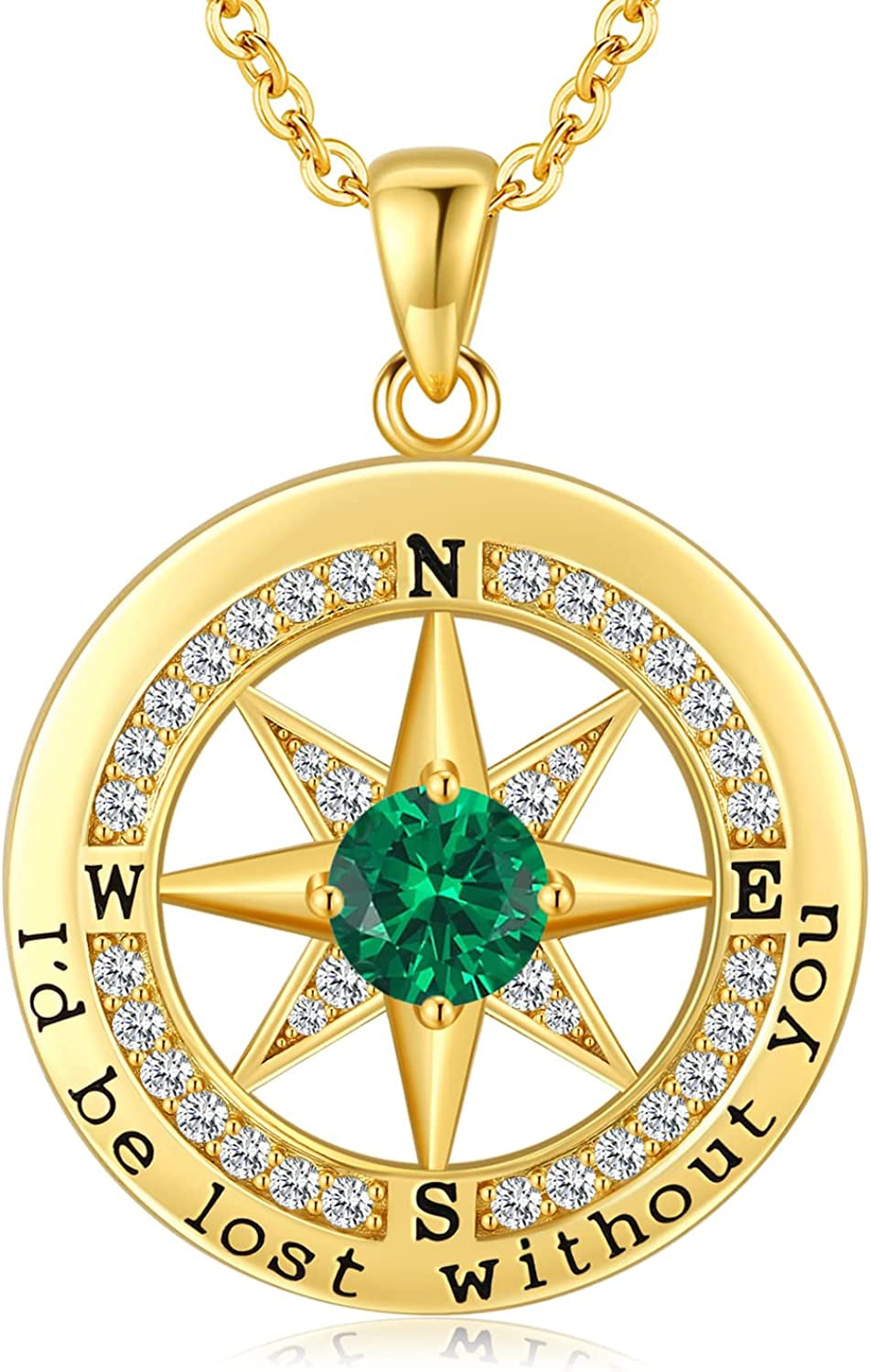 S925 Necklace Gift for Wife, Compass Jewelry Women Wedding Anniversary, Sterling Silver Girlfriend Birthday Gifts for Her, Girls Necklaces for Daughter Valentines Day, I'D Be Lost without You