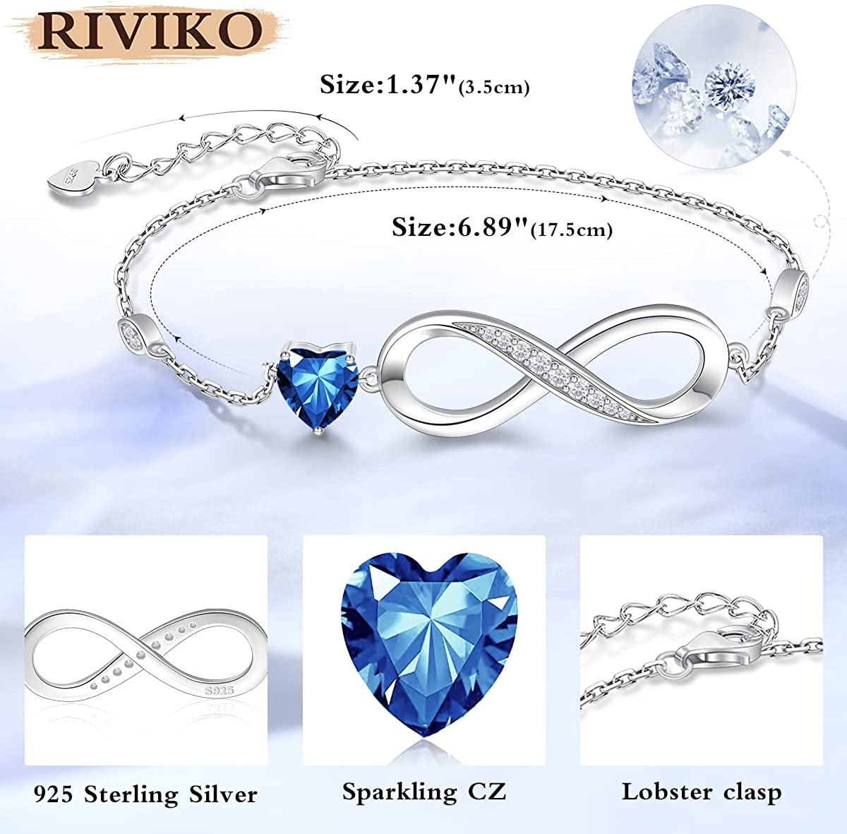 Infinity Love Heart Symbol Charm Bracelet for Women 925 Sterling Silver Adjustable Birthday Christmas Valentine’S Day Jewelry Gift for Mom Women Wife Girls Sister Her Friends