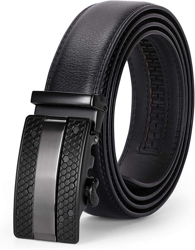 Men'S Ratchet Belt for Dress 2Pack Slid Leather Belt with Automatic Click Buckle