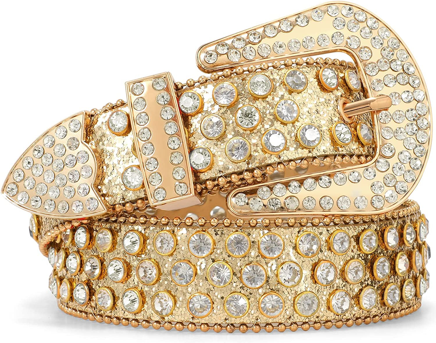 Men Women Fashion Rhinestone Belt Western Cowgirl Bling Studded Design Leather Diamond Belt for Jeans Dress