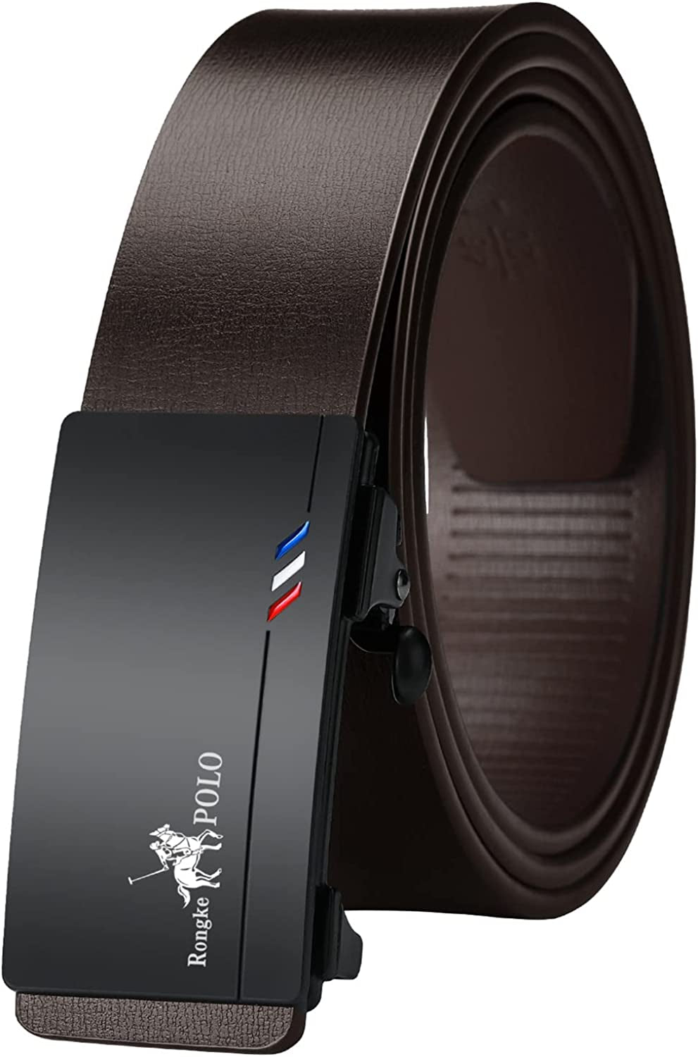 Black Belt Men, Genuine Leather Dress Designer Belts for Men, Fashion Slide Ratchet Click Casual Mens Belt for Jeans