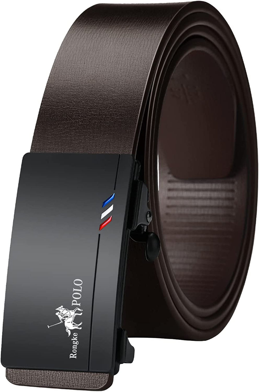 Black Belt Men, Genuine Leather Dress Designer Belts for Men, Fashion Slide Ratchet Click Casual Mens Belt for Jeans