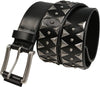 Stylish Mens Studded Casual Italian Cowhide Leather Belts for Jeans Punk Rock Rivets Belt with Buckle for Men Black