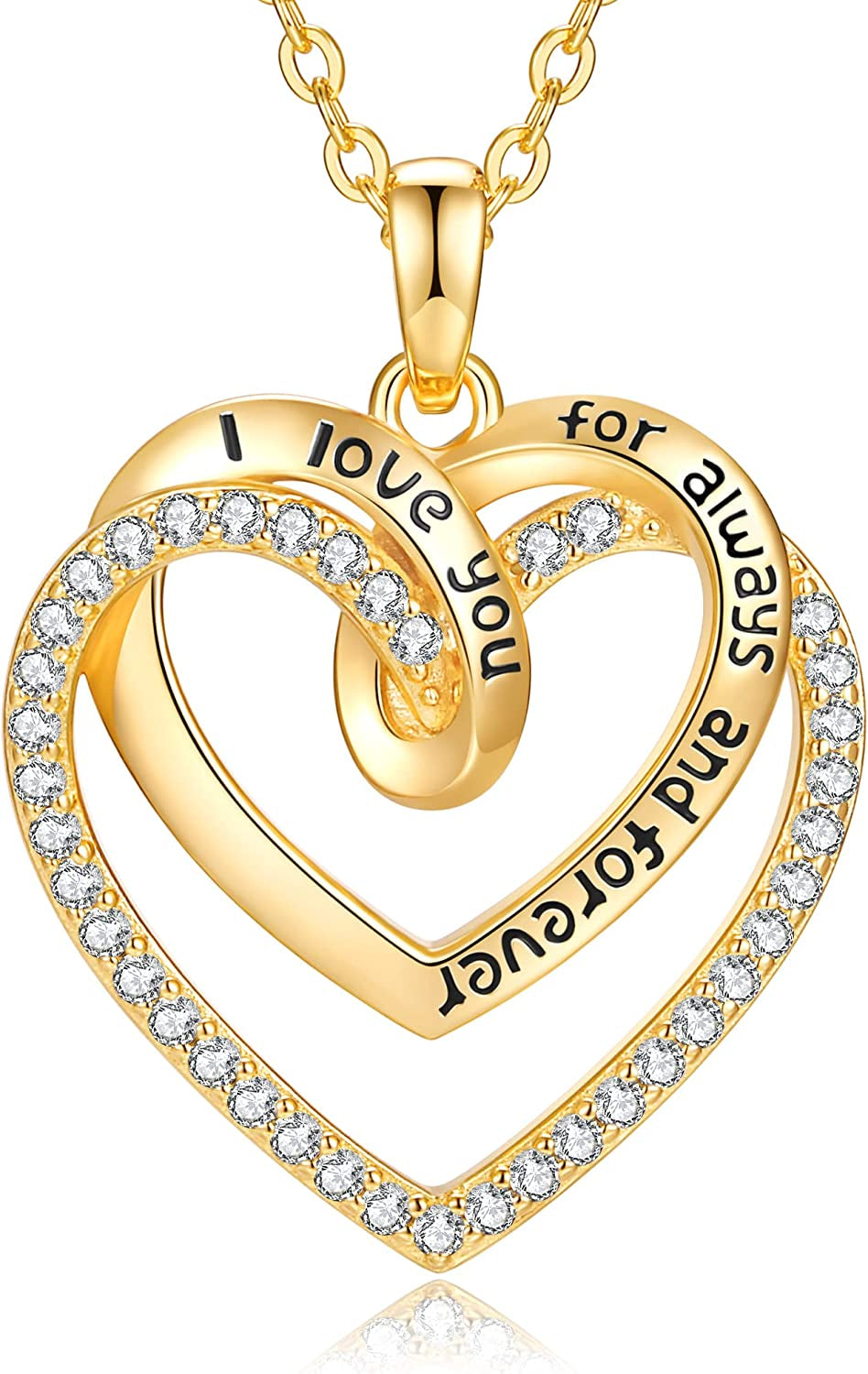 Heart Necklaces for Women, 925 Sterling Silver Jewelry for Girls with 18K Rose Gold Plated Heart Pendant, Cubic Zirconia Necklace Gifts for Wife Girlfriend Her Valentine'S Day Birthday Anniversary